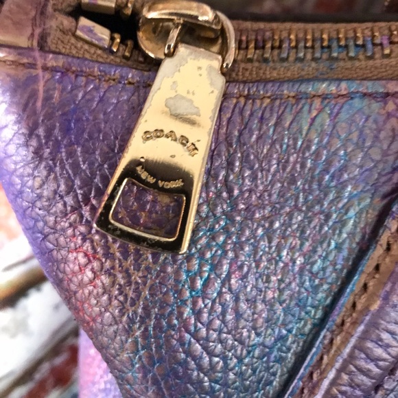 Authentic Coach Kelsey Rainbow Multi Color Leather Crossbody Bag/Satchel/ Purse - Picture 9 of 14
